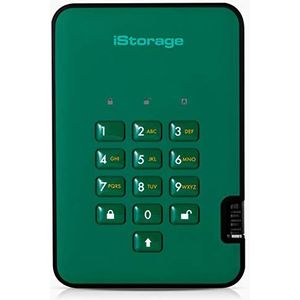 iStorage diskAshur2 HDD 5TB Groen - Veilige draagbare harde schijf - Beveiligd met een wachtwoord - Stofdicht en waterdicht - Hardwarematige versleuteling