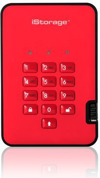 iStorage - diskAshur2 - SSD - 2TB - Rood - Draagbare Solid State Drive - Beveiligd met Wachtwoord