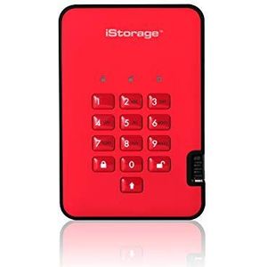 iStorage diskAshur2 SSD 4TB rood - veilige draagbare SSD harde schijf - wachtwoordbeveiliging - stofdicht en waterdicht - hardware-encryptie