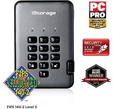 iStorage schijfAshur Pro2 SSD 128 GB FIPS (128 GB), Externe SSD, Grijs