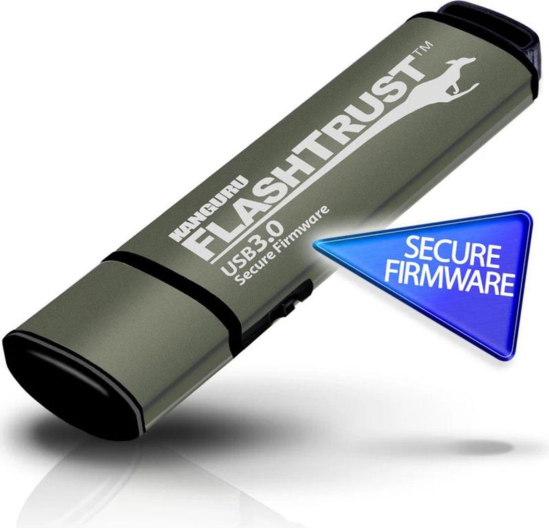 Kanguru - FlashTrust - USB-Stick - Zwart - 16 GB - USB 3.0 - Secure Firmware