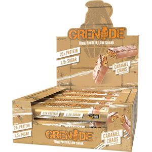 Grenade Hyperproteïnereep met laag koolhydraatgehalte, karamel chaos, 12 x 60 g