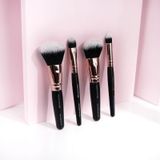 Brushworks Travel Makeup Brush Set - Set of 4 Travel Sized Makeup Brushes - Suitable for both Liquids & Powders
