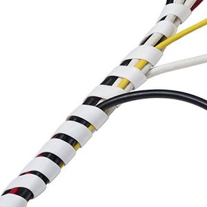 D-Line spiraal kabelbinder, CTW2.5W, netjes kabelbeheeroplossing voor het flexibele kabelgeleiding organisatie van kabels, kabels afdedekken - 2,5 meter lengte, wit
