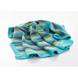 Pebble - Wiegdeken - Deep Turquoise - 100% Katoen - Gebreid met Gehaakte Rand