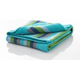 Pebble - Wiegdeken - Deep Turquoise - 100% Katoen - Gebreid met Gehaakte Rand