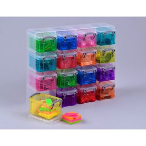 Really Useful Box Kleinteilemagazin 16x 0,14 l transparent, bunt 28,0 x 8,5 x 22,5 cm