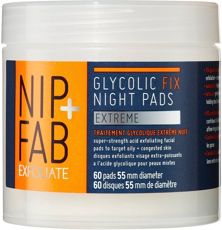 NIP+FAB - Glycolic Fix X-treme Pads - Gezichtsreiniging - 60 Stuks
