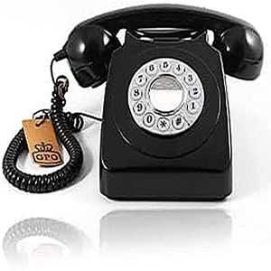 GPO 746 Retro Festnetztelefon im Stil der 70er Jahre mit Druckknopf-authentischer Klingelton- Schwarz