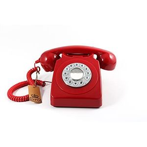 GPO 746 Retro jaren '70 stijl vaste telefoon met drukknop en authentieke beltoon rood