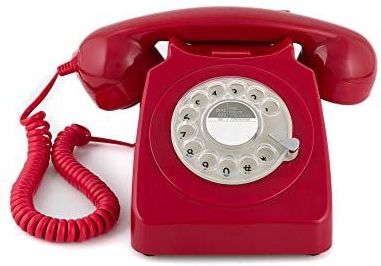 GPO 746 Retro jaren '70 draaibare vaste telefoon - krullend koord - authentieke belring - rood