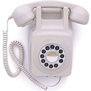 GPO 746WALL Retro vaste telefoon met drukknopen voor wandmontage, met authentieke beltoon, crèmekleurig