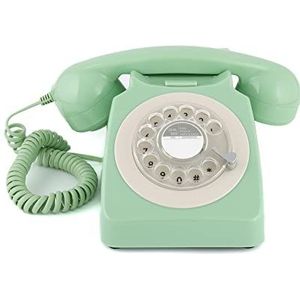 GPO 746 Retro jaren '70 draaibare vaste telefoon - gekruld koord, authentieke belring - mintgroen
