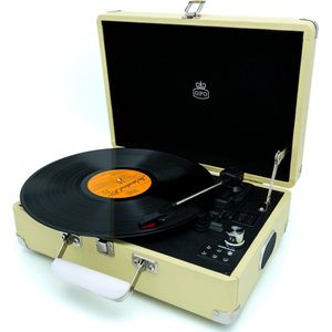 GPO ATTACHELEM - Kofferplatenspeler Attache retro, ingebouwde speakers, lemon