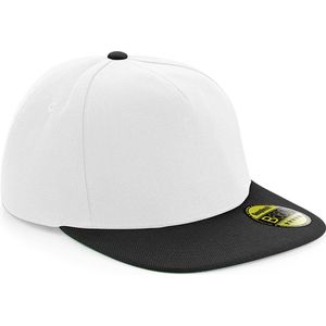 Beechfield Original Flat Peak Snapback Wit - Zwart - Petje - Cap - Caps Mannen - Streetwear - Petje af voor deze coole caps