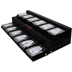 Systor 1 tot 11 SATA HDD/SSD Flatbed Duplicator - 18 GB/Min - Standalone Copier & Eraser/Sanitizer voor meerdere 3.5 & 2.5 Harde Schijf & Solid State Drives - Snelheden tot 300MB/Sec (SYS11HD300SSD-SATA2)