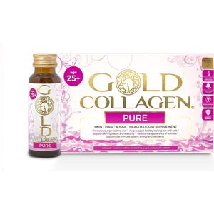 Gold Collagen Pure 25+ (10 flesjes x 50ml) - De originele klinisch bewezen formule, onze wereldwijde bestseller sinds 2011, voor de eerste tekenen van veroudering. Beauty supplement met gehydrolyseerd collageen en 11 actieve ingrediënten
