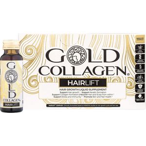 Gold Collagen Hairlift - 10x 50ml - Vloeibaar collageen - collageenpeptiden verrijkt met Rucola-extract - Keratine - biotine - Stimuleert natuurlijk haargroeicyclus - vol, dik en gezond haar - Ideale kuur na zwangerschap - haarverlies