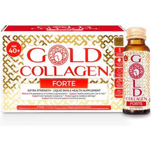 Gold Collagen Forte - 10 x 50ml - Bestverkopende klinisch bewezen formule - 2 patenten - vloeibaar gehydrolyseerd marien collageen - 20 actieve ingrediënten - Boost je eigen collageen productie - de beste absorptie - Lekkere smaak - Snelle werking