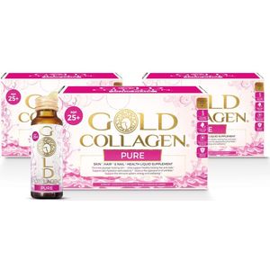 Gold Collagen PURE - HERFST AKTIE: Maandkuur 30 flesjes x50ml + GRATIS Kikoy sauna laken - Het originele klinisch bewezen en gepatenteerde formule - Gehydrolyseerd marien/viscollageen - 11 actieve ingrediënten - Wereldwijde Bestseller sinds 2011