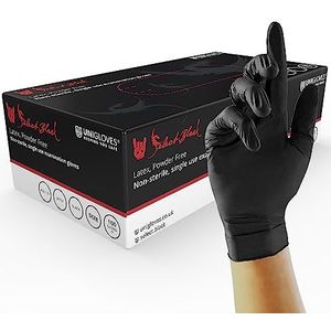 UNIGLOVES GT002 1-XS Select latex handschoenen, poedervrij, zwart, maat XS (verpakking met 100 enkele handschoenen)