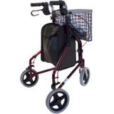 Driewiel binnen rollator Tri-Walker - Inclusief dienblad, mandje en tas - Opvouwbaar - Drie wiel indoor