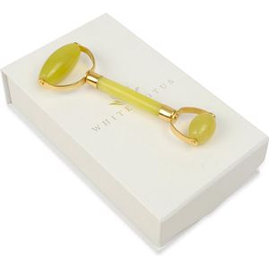White Lotus Jade Roller Gezichtsmassage Roller - met dubbele kop. Natural Chemical Free Crystal in een kenmerkende, door zijde beklede doos.