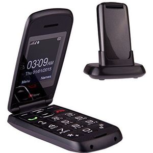 TTfone Star - Mobiele telefoon met klep en grote toetsen, eenvoudig te bedienen, zonder simkaart (grijs)