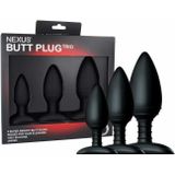 BUTT PLUG TRIO 3 Solid Silicone Butt Plugs S M L - Black