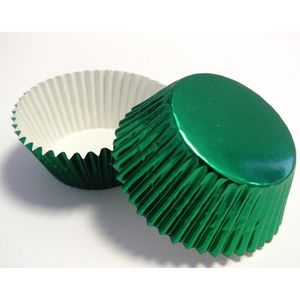 PME BC757 Metallic groene bakvormen voor cupcakes, standaardformaat, verpakking van 30 stuks, kunststof, groen, 7 x 7 x 3,8 cm, eenheden