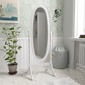 Home Discount nishano staande spiegel vloer vrijstaand, volledige lengte verstelbaar meubels groot, wit
