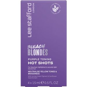 Lee Stafford Bleach Blondes Purple Toning Hot Shots Haarverzorging neutraliseert gele Tinten 4x15 ml
