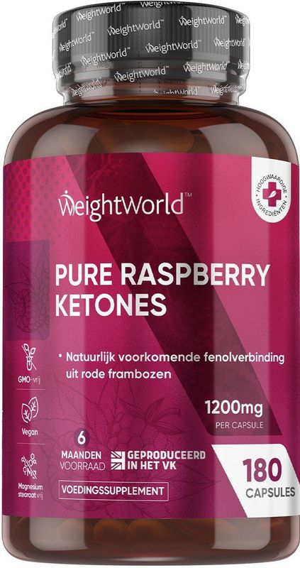 WeightWorld Raspberry Ketone Pure - 1200 mg - 180 vegan capsules voor 6 maanden voorraad