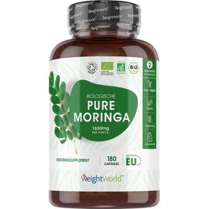 WeightWorld Biologische Moringa capsules - 1650 mg - 180 capsules - Rijk aan antioxidanten en vitaminen