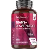 WeightWorld Trans Resveratrol met Quercetine - 120 Resveratrol capsules 500 mg voor 4 maanden voorraad - Vegan