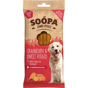 Soopa Jumbo Dental Sticks met cranberry & zoete aardappel voor de hond