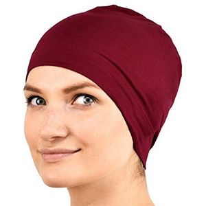 Jasmine Silk Bamboo Slaapmuts - Geschikt voor Chemo en Haaruitval - Cardani Chemo Kankermuts, Bourgondy, one size