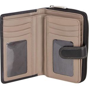 Visconti Leren Portemonnee - Dames Beugelportemonnee - RFID - Leer - 18 Pasjes - Colorado Collectie - Zwart/Taupe (CD22 TP)