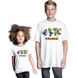 T-Shirt met Korte Mouwen voor kinderen Super Mario Running Pose Wit