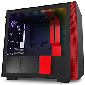 NZXT H210i, Mini-ITX PC Gaming Case, Front I/O USB Type-C Port, Tempered Glass Side Panel Cable Management, Water-Cooling Ready, Integrated RGB Lighting, Steel Construction, Black/Red