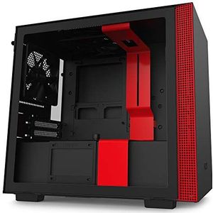NZXT H210, Mini-ITX PC Gaming Case, Front I/O USB Type-C Port, Tempered Glass Side Panel, Cable Management System, Water-Cooling Ready, Radiator Bracket, Steel Construction, Black/Red