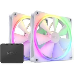 NZXT F140 RGB Fans - RF-R14DF-W1 - Erweiterte Anpassung der RGB-Beleuchtung – Flüsterleise Kühlung – Twin (RGB-Lüfter und Controller INKLUSIVE) -140mm-Lüfter – Weiß
