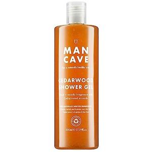 ManCave Douchegel voor mannen, cederhout, 500 ml, fris, houtachtig aroma, natuurlijke douchegel voor heren, zonder sulfaten en parabenen, veganistisch, gerecyclede kunststof tube