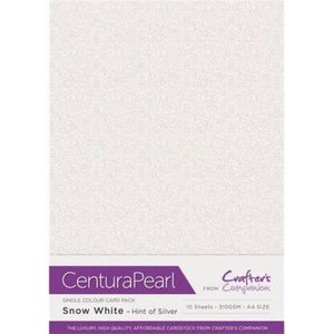 Crafter's Companion, 25 vellen fotokarton A3 uit de serie Centura Pearl, sneeuwwit/met een vleugje zilver