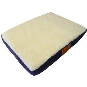 Ellie-Bo Medium Memory Foam Hondenbed voor 30"" Hondenkooi/Krat - Blauw Faux Suede/Schapenvacht