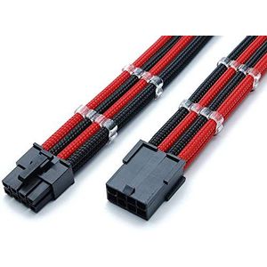 Shakmods 8-pins PCIe GPU grafische kaart zwart & rood heatshrinkkless mouwen verlengkabel met 2 kammen - 30 cm