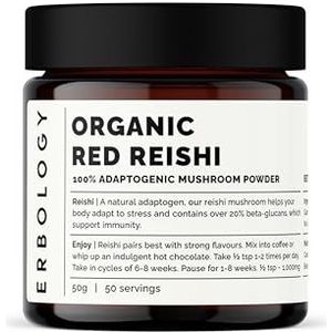 100% Erbology Organische Reishi Paddenstoelenpoeder 50 Porties