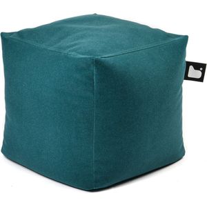 Extreme Lounging - b-box suede - vierkante poef - voor binnen - zacht suede stof - 40x40cm - teal