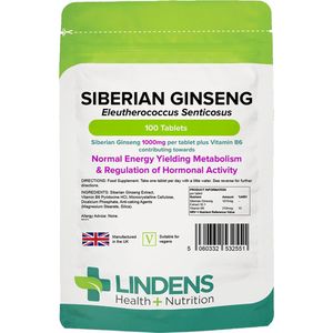 Lindens Siberische Ginseng Wortel Extract 1000 Mg 100 Tabletten Eleutherococcus Sterk