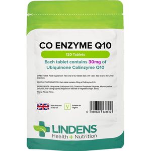 Lindens Co-Enzym Q10 30mg Coq10 Coq10 120 Tabletten Kwaliteit Natuurlijk Supplement